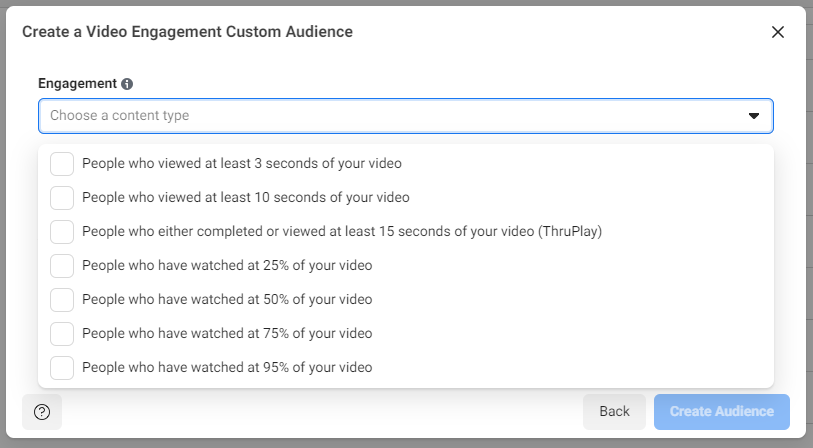 Video Engagement Custom Audience