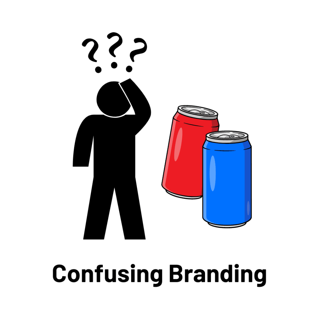 Colored Cans and a Confused person - Confusing Branding